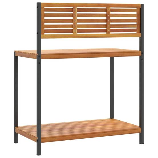 Table de Travail de Jardinage Bois d'Acacia et Acier Établi avec Étagère pour Serre Balcon Brun – ComfortXL Outdoor Living - Image 6
