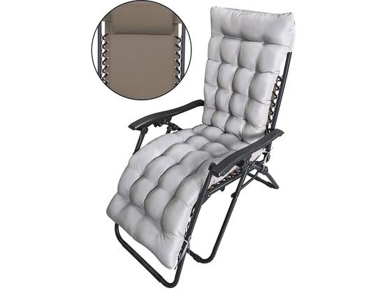 Habitat Et Jardin - Fauteuil De Jardin Relax Zéro Gravité Avec Coussin Matelassé "sintra" - Taupe -habitat Et Jardin - Image 1