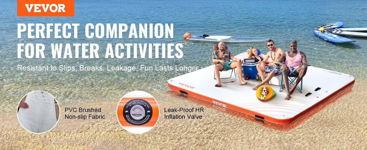Vevor - VEVOR Quai flottant gonflable 2.13x2.13 m antidérapant, échelle amovible, sac transport, pour piscine/plage/océan. - Image 9