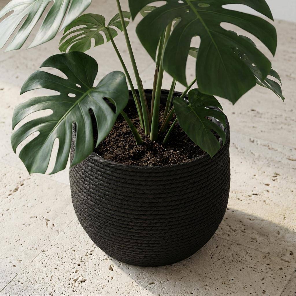 Cache-pot panier noir - D.26cm - Image 5