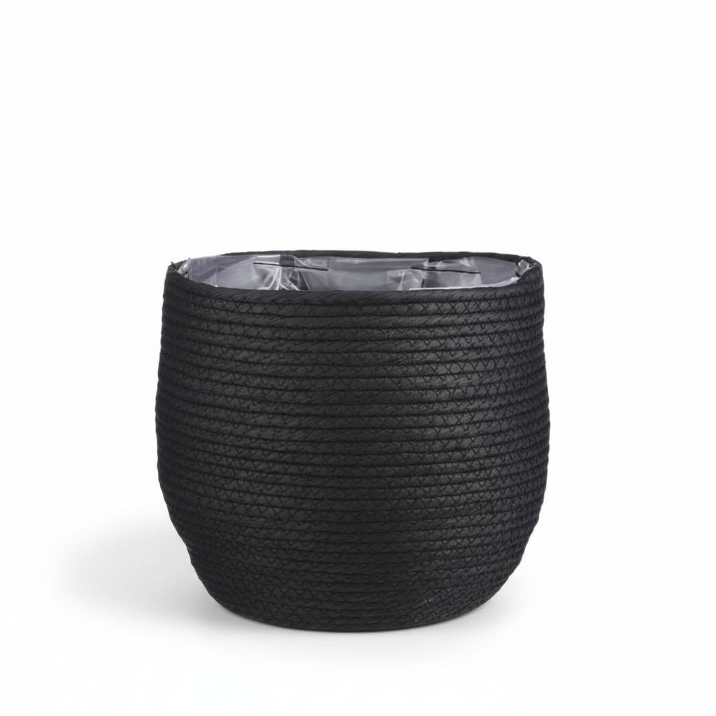 Cache-pot panier noir - D.26cm - Image 1