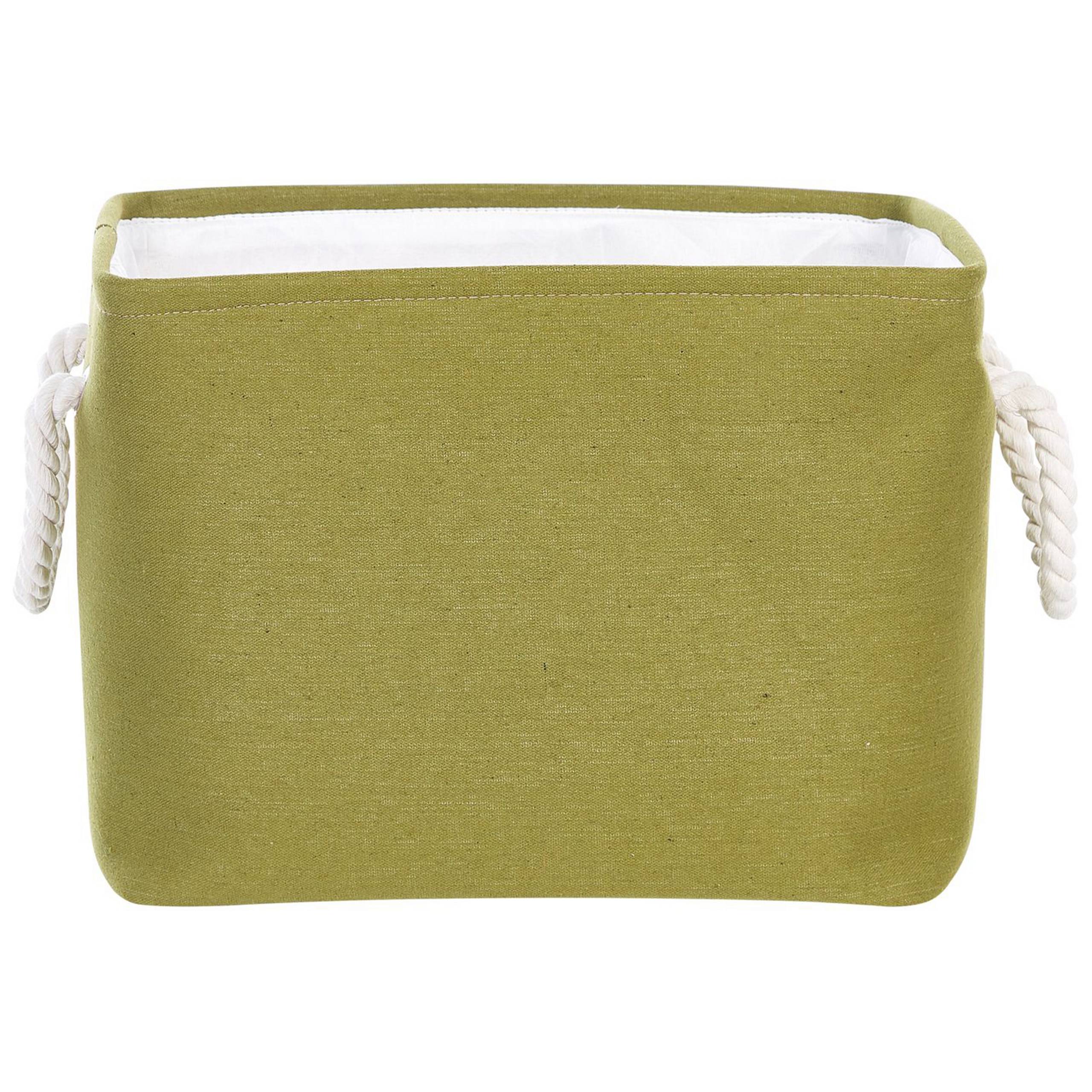 Lot de 3 Paniers de Rangement en Tissu Polyester Vert Olive avec Poignées en Corde Boite de Rangement Organisation Salon Chambre Design Traditionnel - Image 5