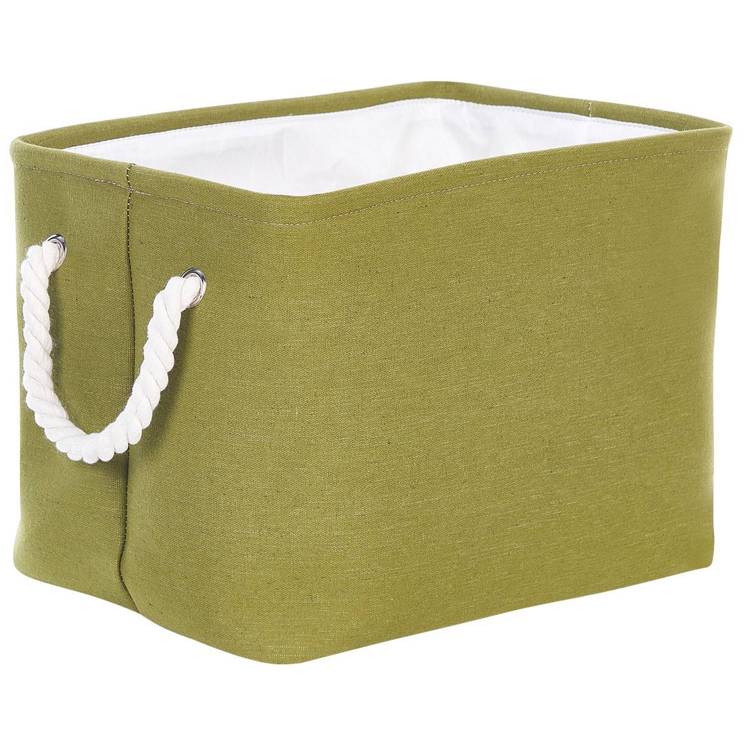 Lot de 3 Paniers de Rangement en Tissu Polyester Vert Olive avec Poignées en Corde Boite de Rangement Organisation Salon Chambre Design Traditionnel - Image 6