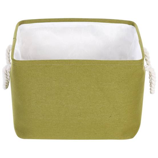 Lot de 3 Paniers de Rangement en Tissu Polyester Vert Olive avec Poignées en Corde Boite de Rangement Organisation Salon Chambre Design Traditionnel - Image 7