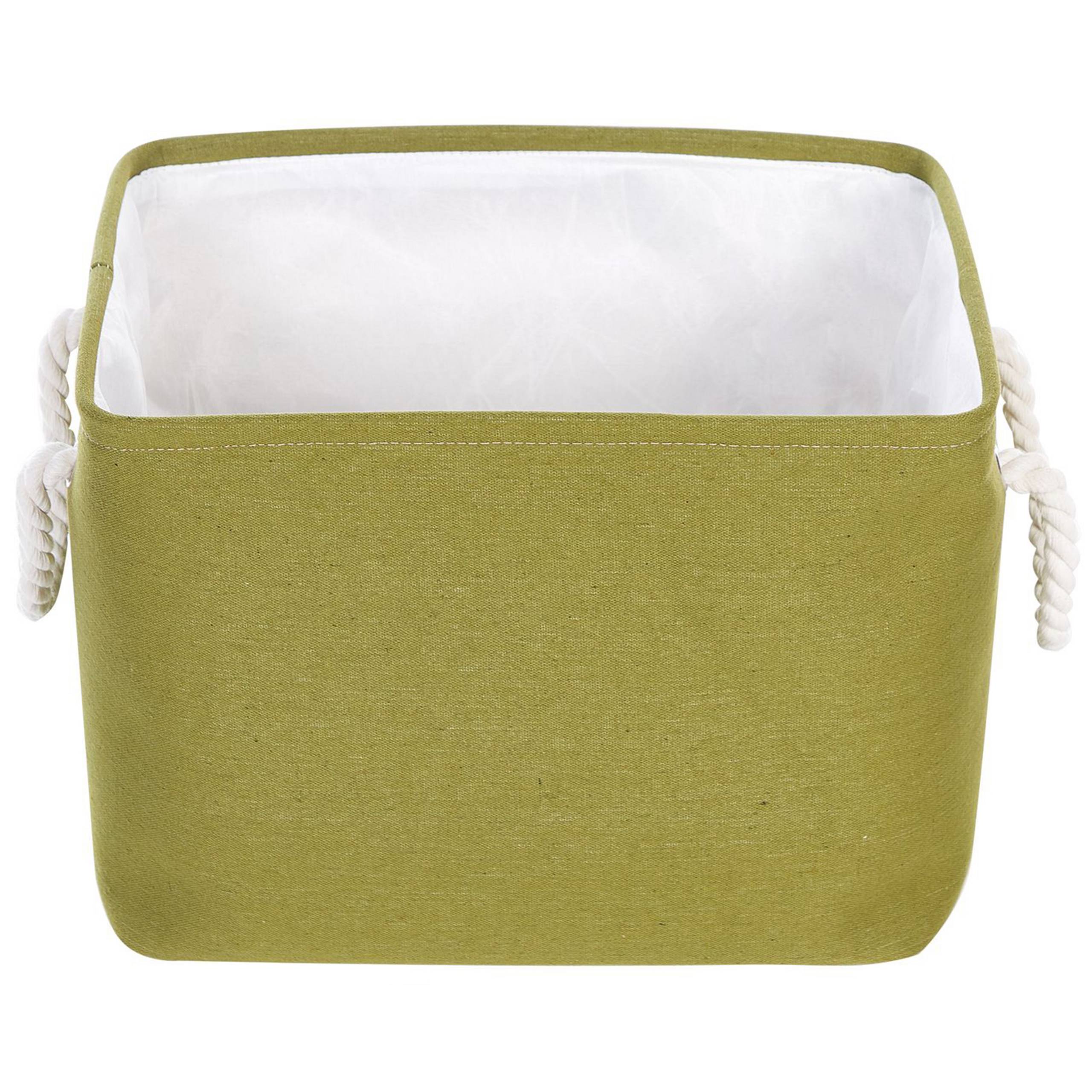 Lot de 3 Paniers de Rangement en Tissu Polyester Vert Olive avec Poignées en Corde Boite de Rangement Organisation Salon Chambre Design Traditionnel - Image 7
