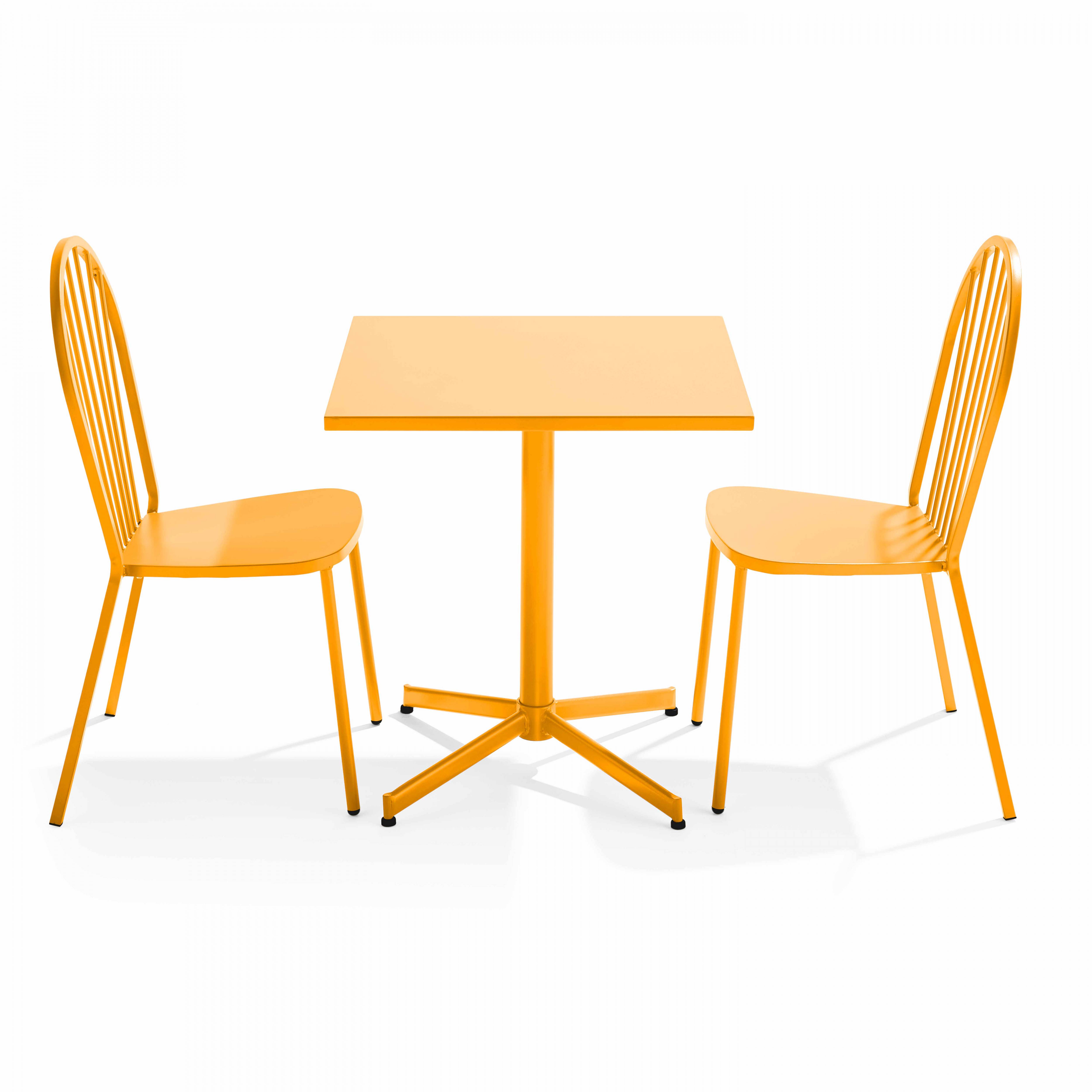 Oviala - Ensemble table carrée de jardin inclinable et 2 chaises jaune Palavas - Oviala - Image 1