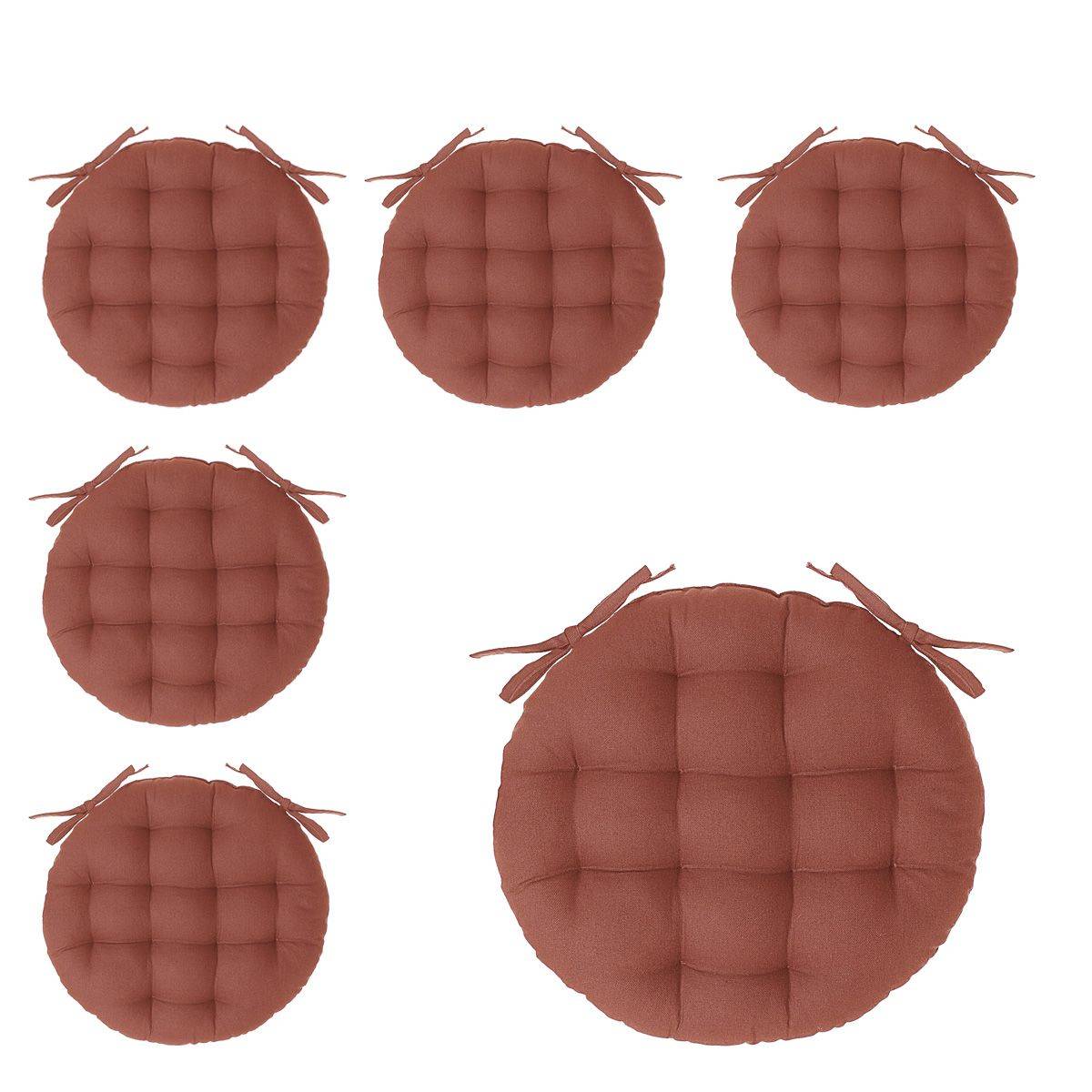 Lot de 6 Galettes de chaise en Coton Terracotta D 38 cm - Image 1