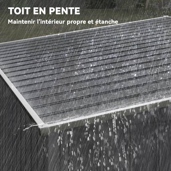 Abri de jardin 2,81 m² avec fondation, abri à outils extérieur adossé en acier galvanisé, 154x206,5x181cm, gris foncé - Image 9