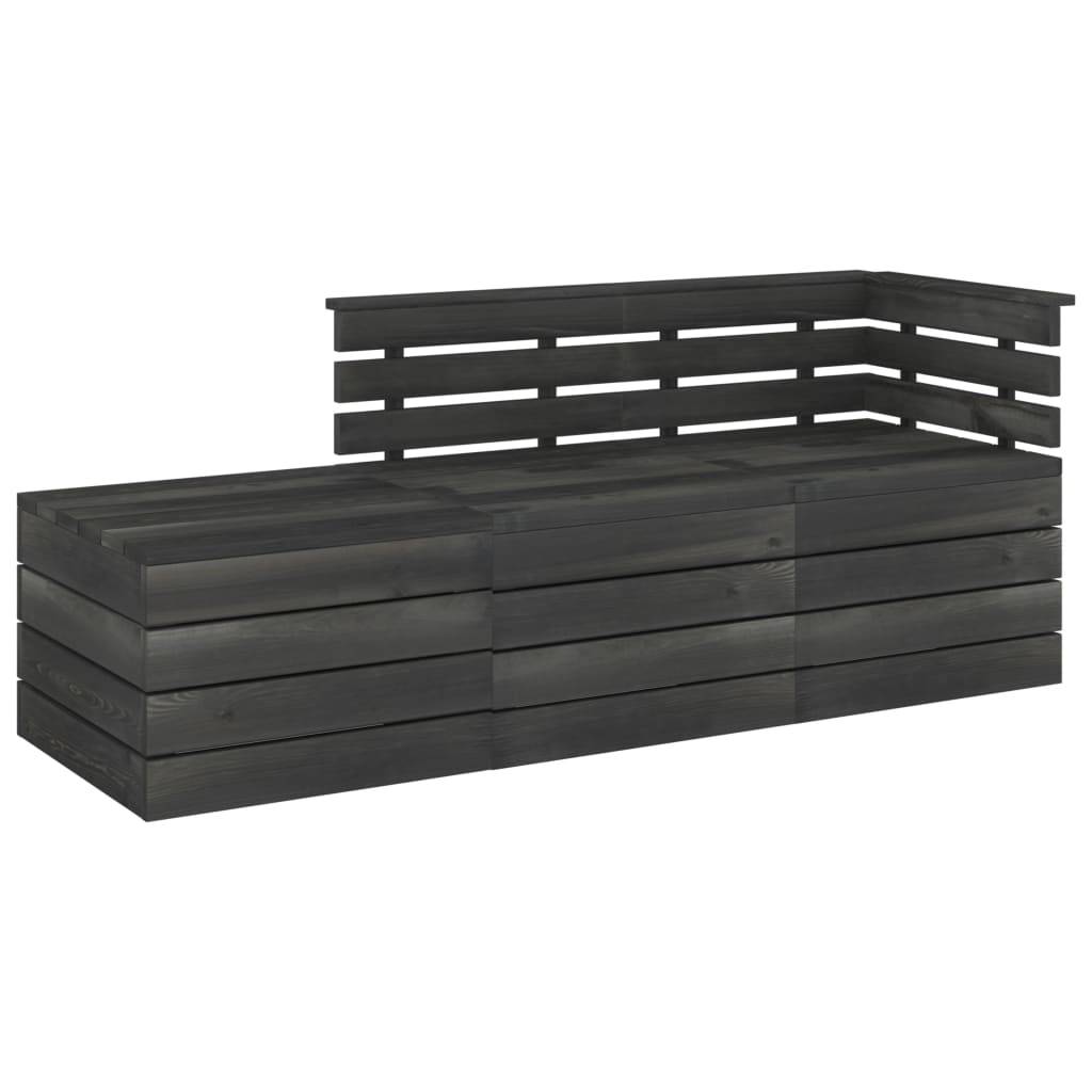 Helloshop26 - Salon de jardin palette meuble d'extérieur ensemble de mobilier 3 pièces bois de pin massif gris foncé - Image 1