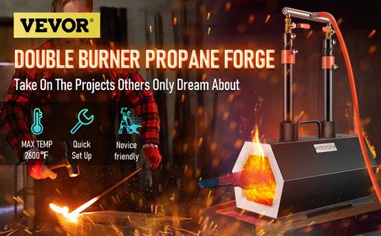 VEVOR Forge au Gaz Propane Four de Fusion avec 2 Brûleurs Forgerons Couteliers - Image 9