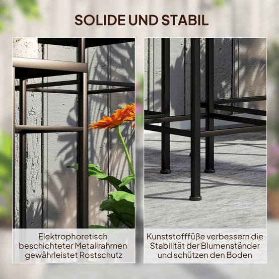 Set 3 supports plantes, 3 tailles, présenter fleurs et objets, bleu + blanc - Image 8