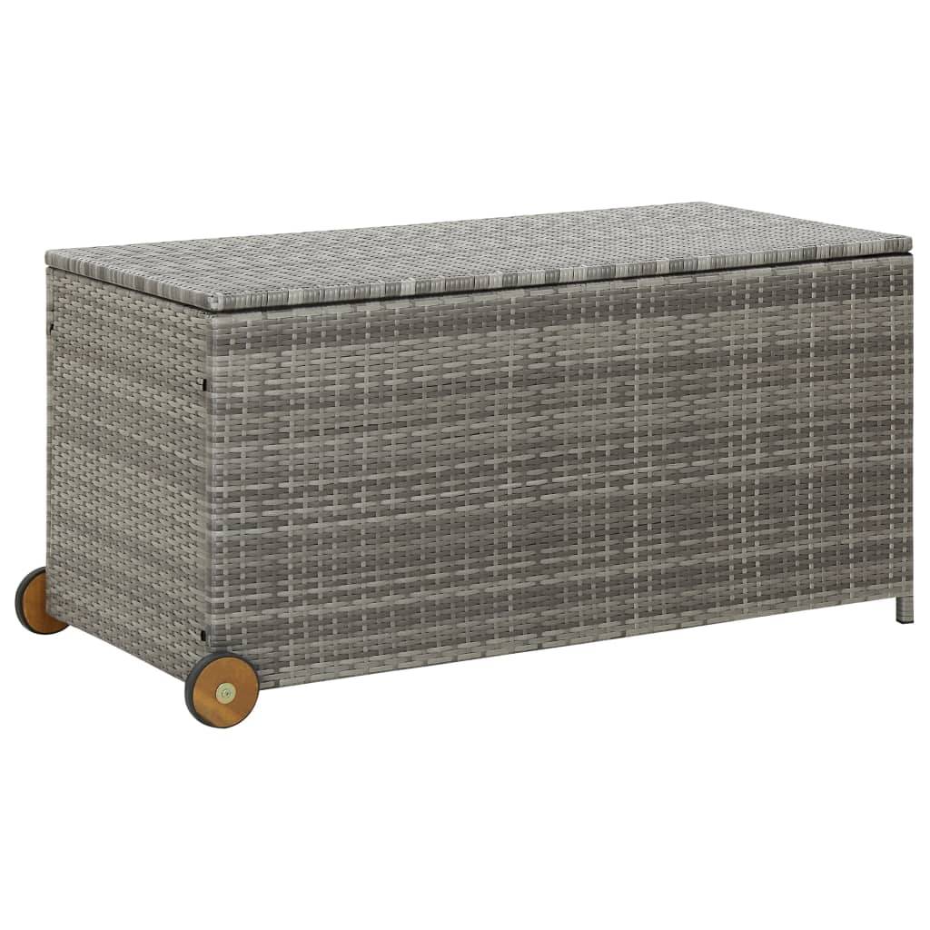 Helloshop26 - Coffre boîte meuble de jardin rangement 120 x 65 x 61 cm rotin gris clair - Image 1