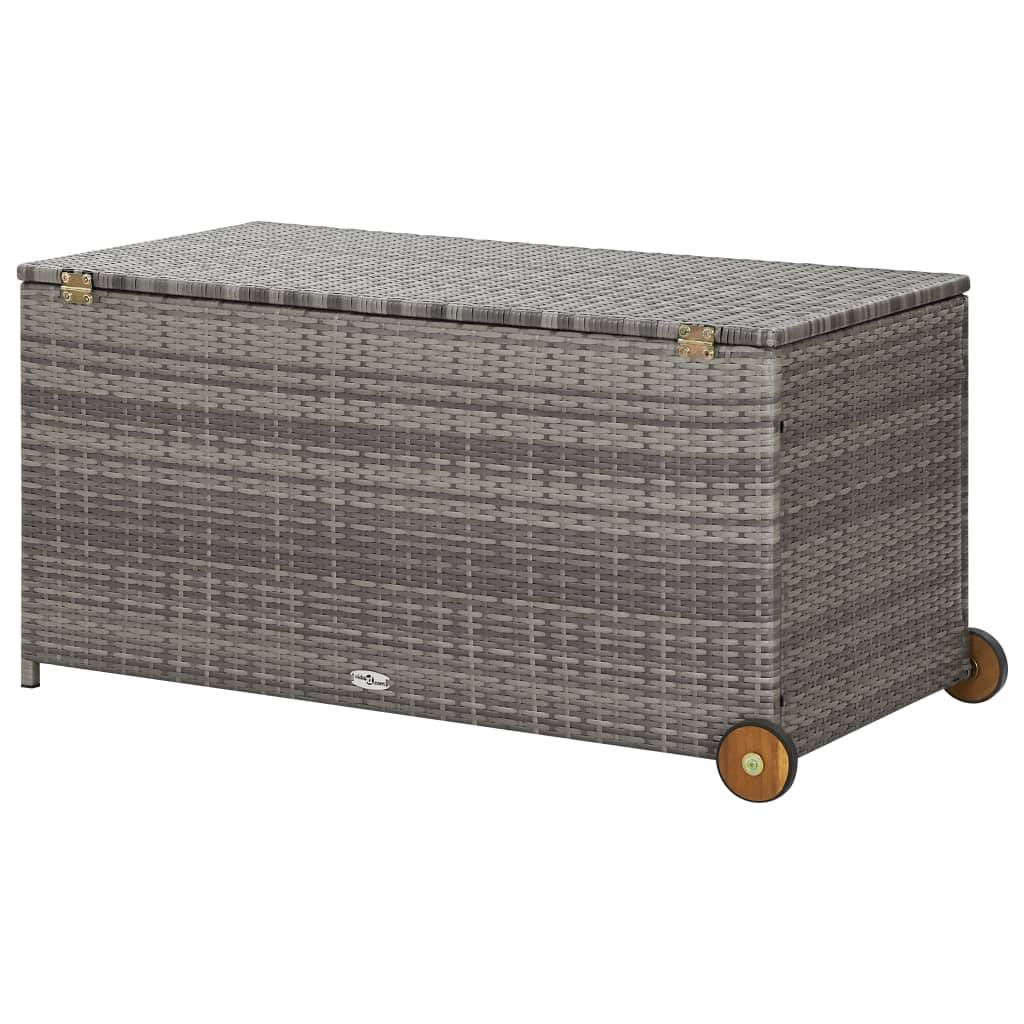 Helloshop26 - Coffre boîte meuble de jardin rangement 120 x 65 x 61 cm rotin gris clair - Image 4