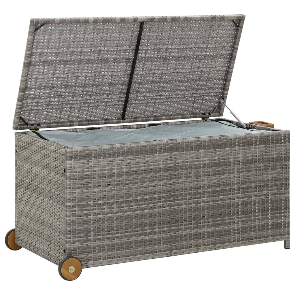 Helloshop26 - Coffre boîte meuble de jardin rangement 120 x 65 x 61 cm rotin gris clair - Image 5
