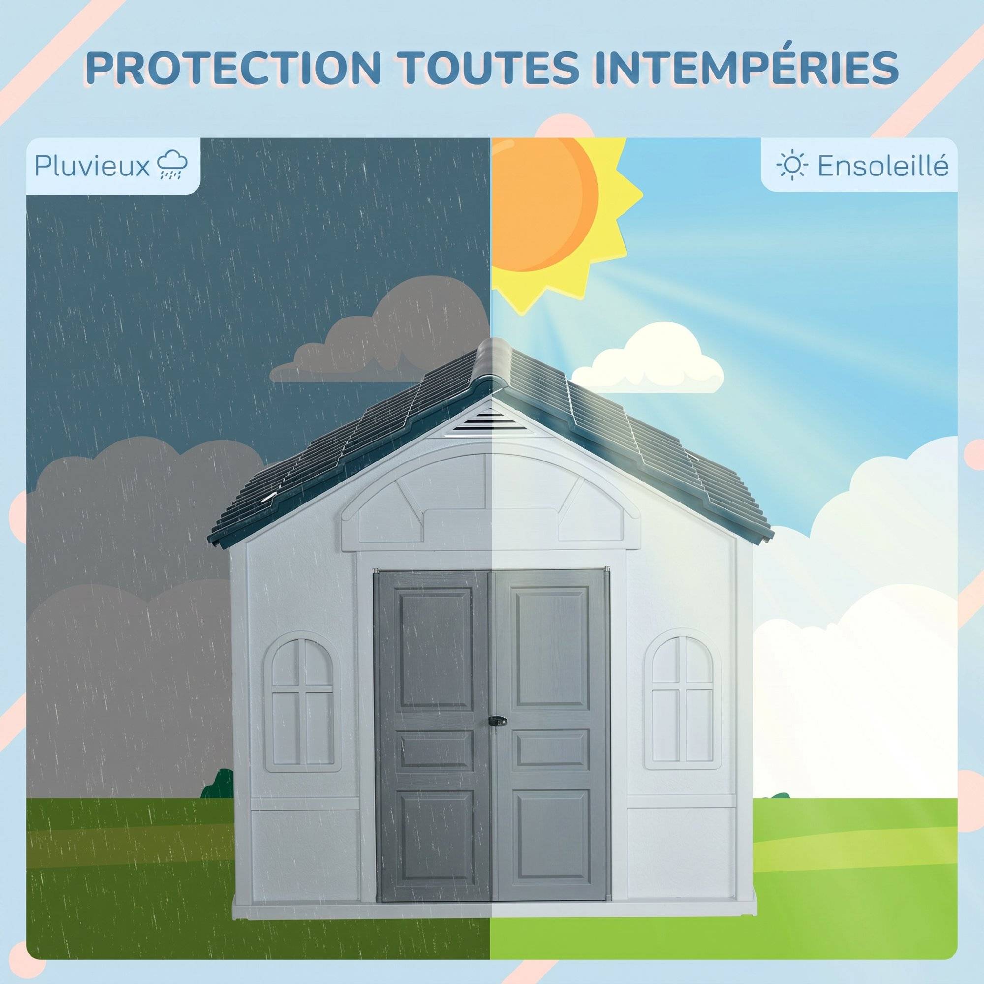 Sans Marque - Niche pour Chien Extérieur avec Toit en Pente et Porte Avant Ouverte, pour Chiens Moyens et Grands, 84,2x98,2x82cm, Bleu - Image 6