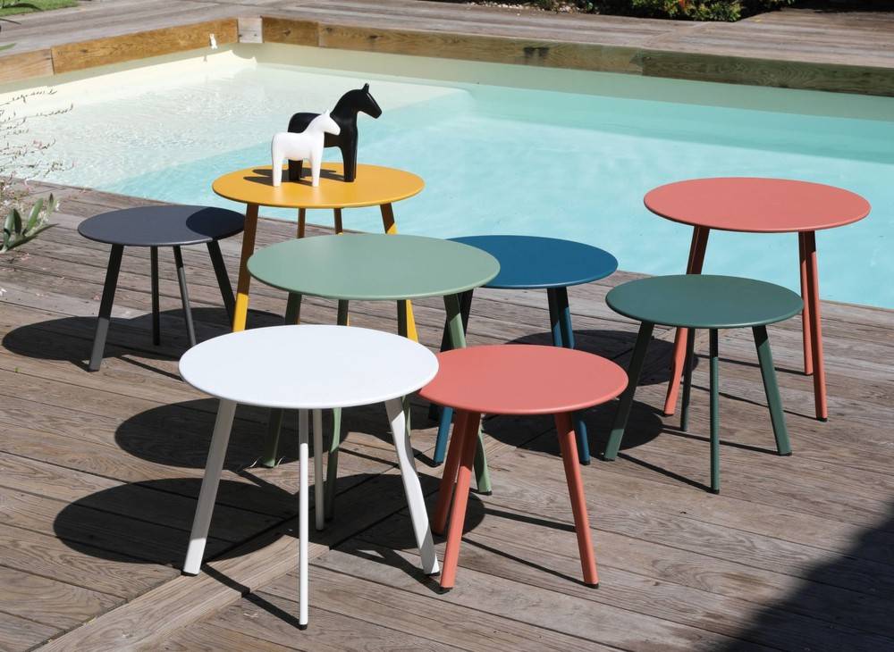 Proloisirs - Table basse de jardin Massaï ø 45 cm en acier époxy - vert light PROLOISIRS - Image 2