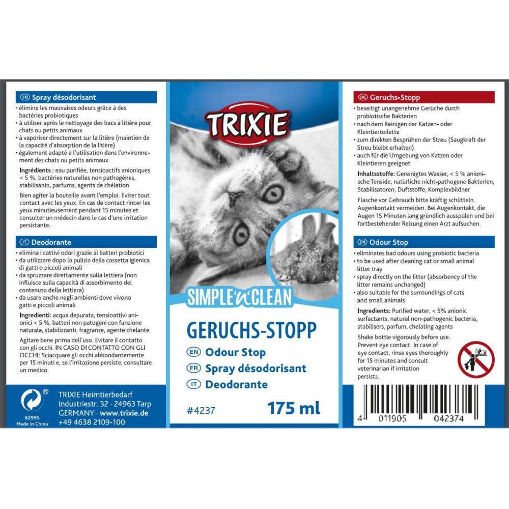 Trixie - Trixie - Spray désodorisant Simple'n'Clean, 175 ml pour chat - Image 2