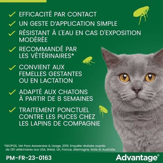Advantage - Pipettes antipuces pour chat et lapin 1 à 4 kg, 6 x 0,4 ml - ADVANTAGE - Image 5