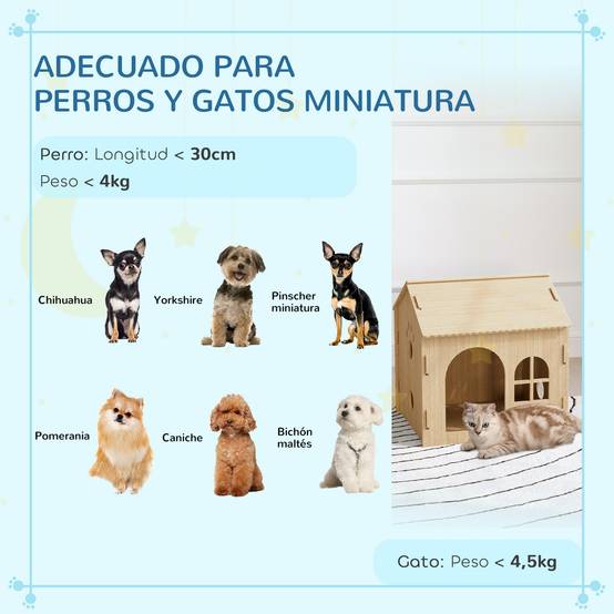 Niche d'Intérieur pour Petit Chien et Chat en MDF Design Patte Ajourée Facile à Nettoyer 49,5x41x51 cm Chêne - ComfortXL Outdoor Living - Image 9