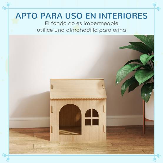 Niche d'Intérieur pour Petit Chien et Chat en MDF Design Patte Ajourée Facile à Nettoyer 49,5x41x51 cm Chêne - ComfortXL Outdoor Living - Image 10