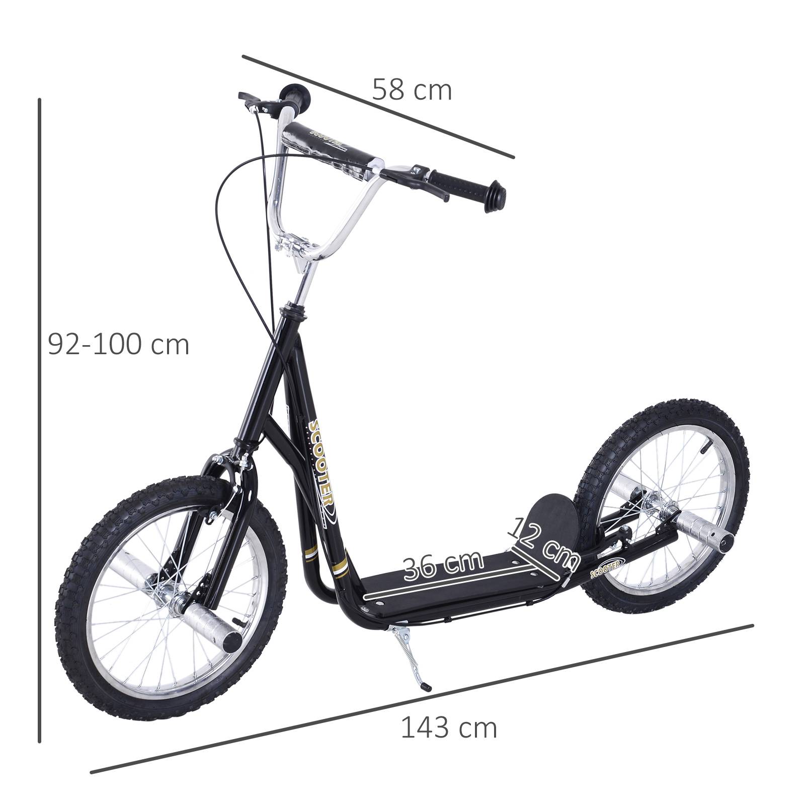 Sans Marque - Trottinette patinette Grandes Roues pneumatiques Ø41 cm Guidon réglable béquille pegs Inclus Acier Noir - Image 5