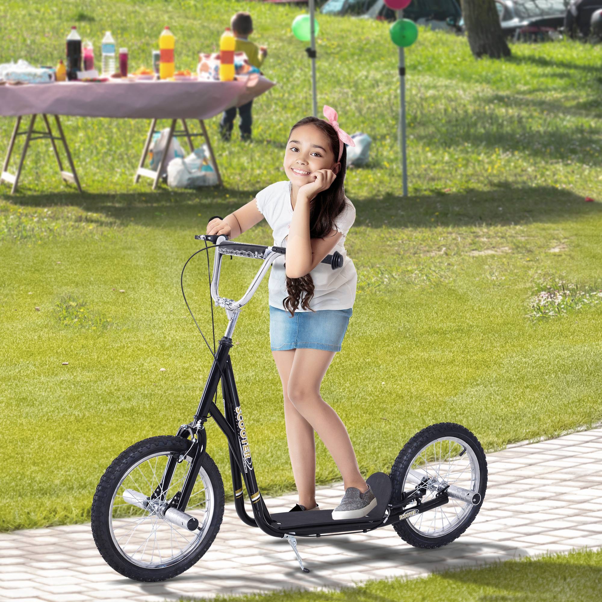 Sans Marque - Trottinette patinette Grandes Roues pneumatiques Ø41 cm Guidon réglable béquille pegs Inclus Acier Noir - Image 4