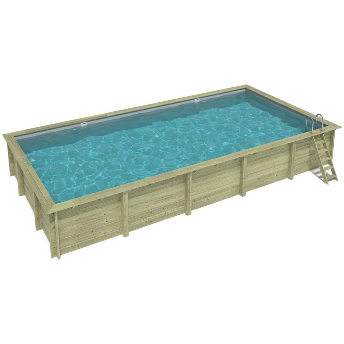 Altanka - Piscine hors sol en bois AQUA 10.2 x 5.2 - H.1.45 m, gris clair, fixations à sceller - BAS7310OSPI2 - ALTANKA - Image 1