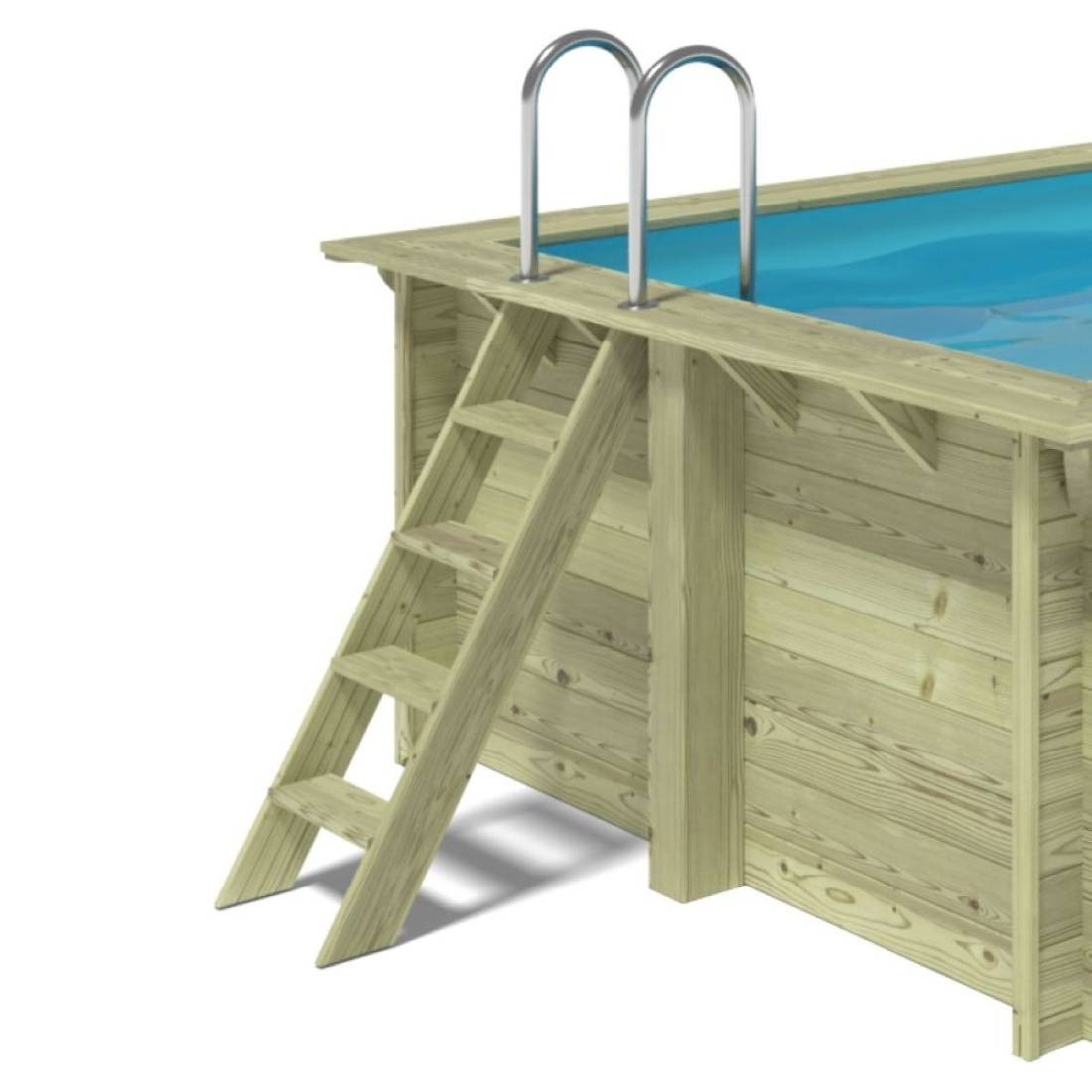 Altanka - Piscine hors sol en bois AQUA 10.2 x 5.2 - H.1.45 m, gris clair, fixations à sceller - BAS7310OSPI2 - ALTANKA - Image 9