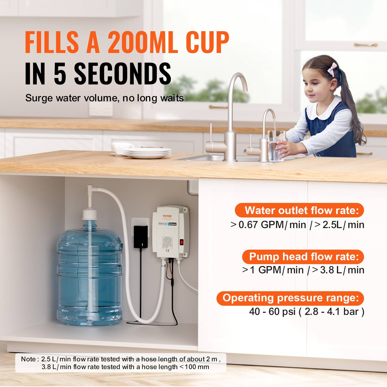 VEVOR Distributeur eau électrique, 3,78 L/min, 40 PSI. Pour machine espresso, bouteilles 11-22L. - Image 3