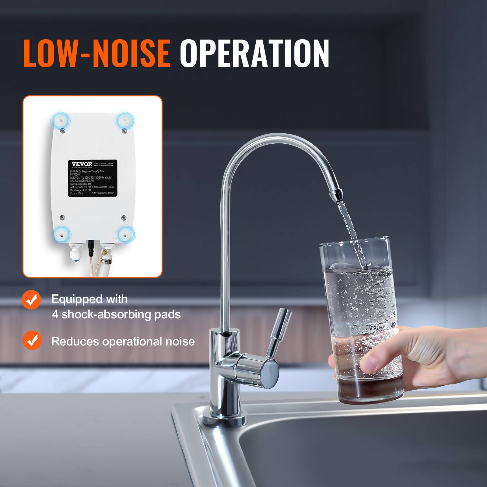 VEVOR Distributeur eau électrique, 3,78 L/min, 40 PSI. Pour machine espresso, bouteilles 11-22L. - Image 5