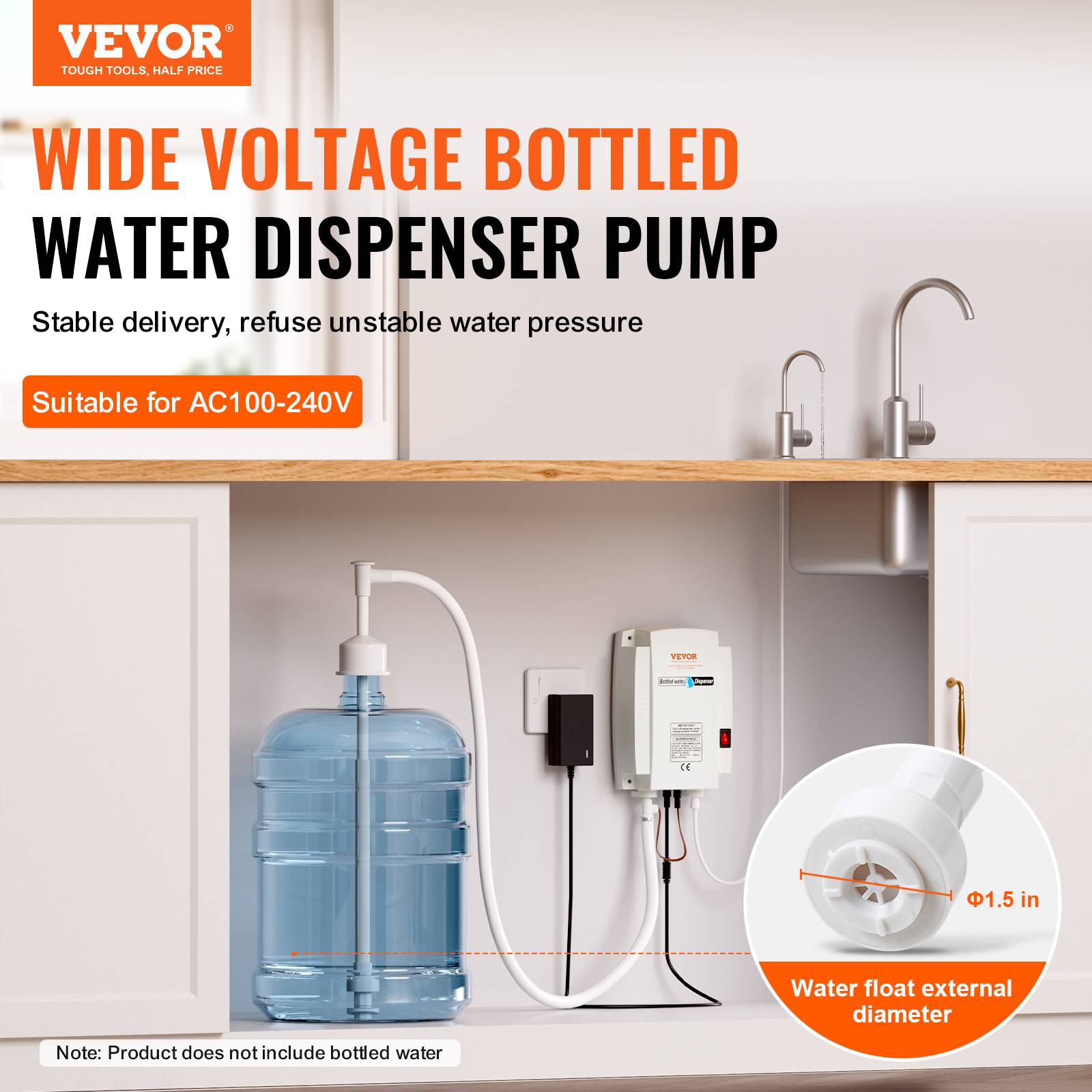 VEVOR Distributeur eau électrique, 3,78 L/min, 40 PSI. Pour machine espresso, bouteilles 11-22L. - Image 2