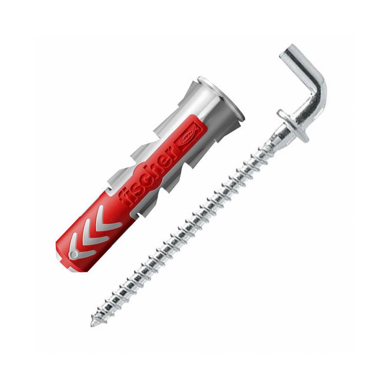 Fischer - Chevilles bi-matière Duopower + crochet FISCHER - Diamètre foret / Quantité: Ø6mm / Blister de 6