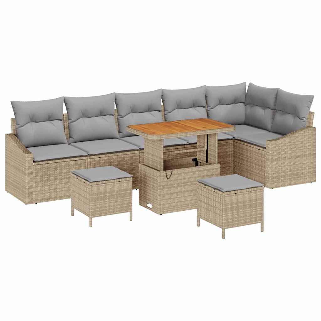 ComfortXL - Salon de jardin 8 places résine tressée et acacia avec poufs modulable pour terrasse beige 9 pcs – ComfortXL Outdoor Living - Image 2