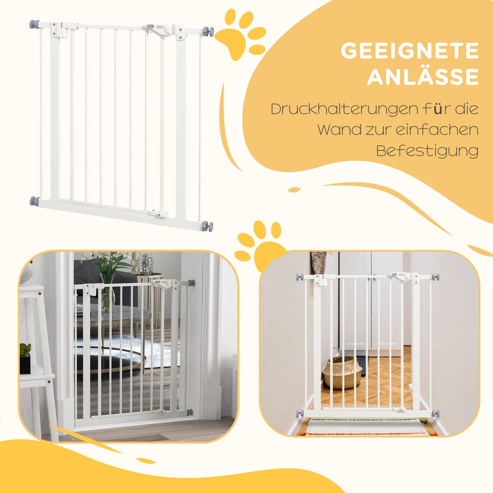 Barrière de porte pour chien, protection animal, métal, plastique, 74-80 cm, blanc - Image 8