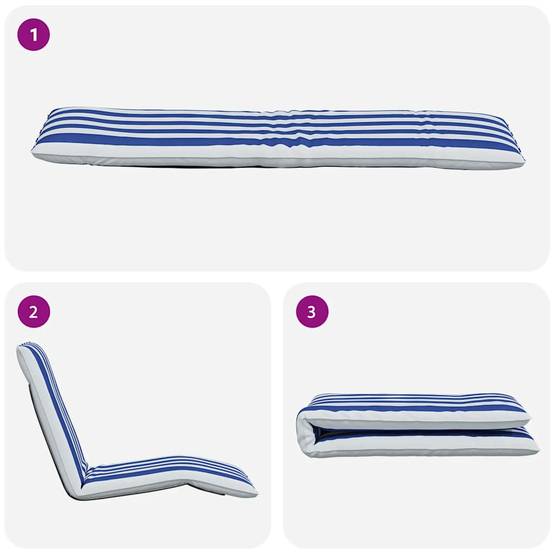 ComfortXL - Transat Pliant Tissu Oxford Jardin Plage Dossier Inclinable 175cm Bleu Blanc - ComfortXL Outdoor Living - Image 7