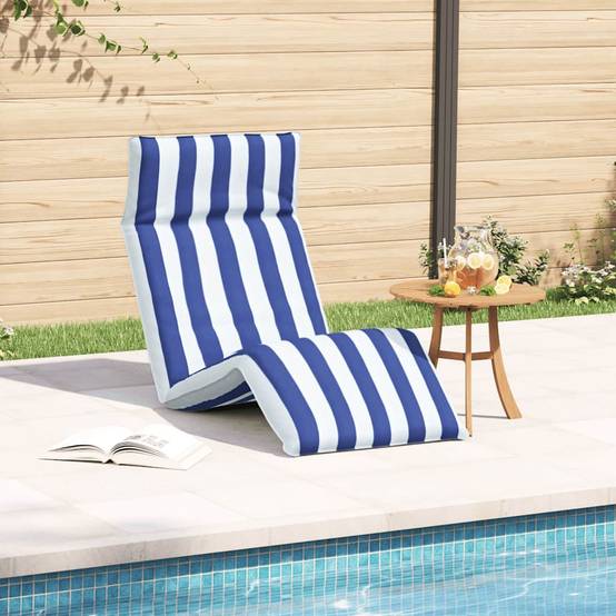 ComfortXL - Transat Pliant Tissu Oxford Jardin Plage Dossier Inclinable 175cm Bleu Blanc - ComfortXL Outdoor Living - Image 3