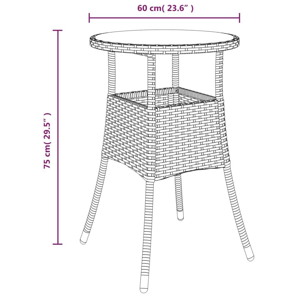 PANGIVO - Table de jardin beige résine tressée et verre trempé 60 x 75 cm - PANGIVO - Image 6