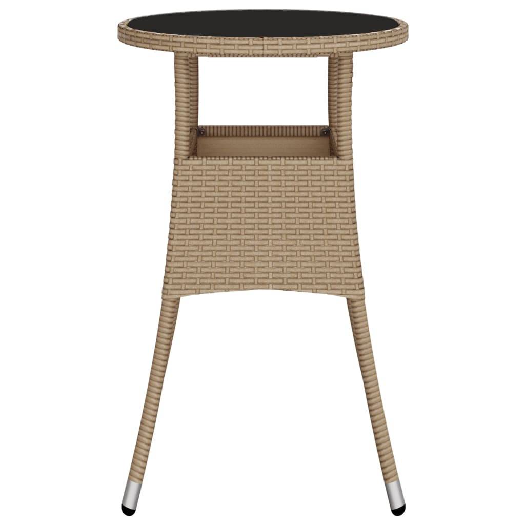 PANGIVO - Table de jardin beige résine tressée et verre trempé 60 x 75 cm - PANGIVO - Image 4