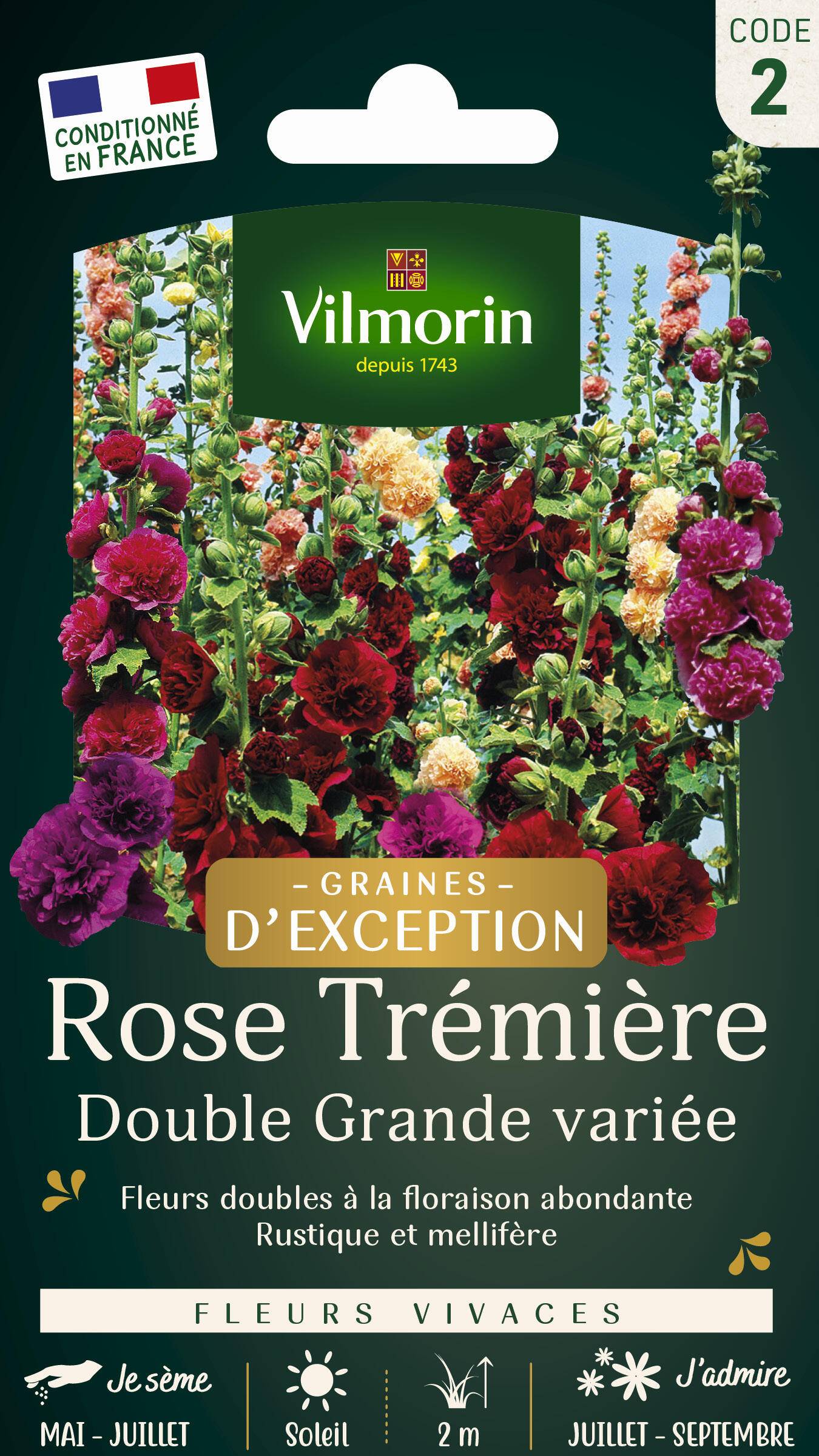 Vilmorin - Graines de Rose Trémière Double Grande Variée