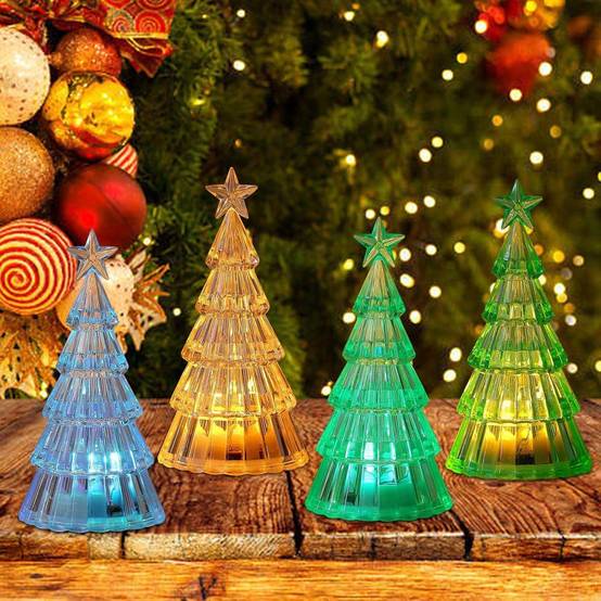 3pcs Sapin de Noël Cristal LED avec Lumières, Décoration Mini Arbre de Noël Électrique avec Bougies LED pour Table, Cadeau Enfant, Bureau, Maison - Image 4