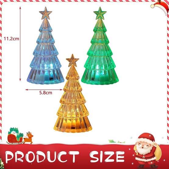 3pcs Sapin de Noël Cristal LED avec Lumières, Décoration Mini Arbre de Noël Électrique avec Bougies LED pour Table, Cadeau Enfant, Bureau, Maison - Image 2