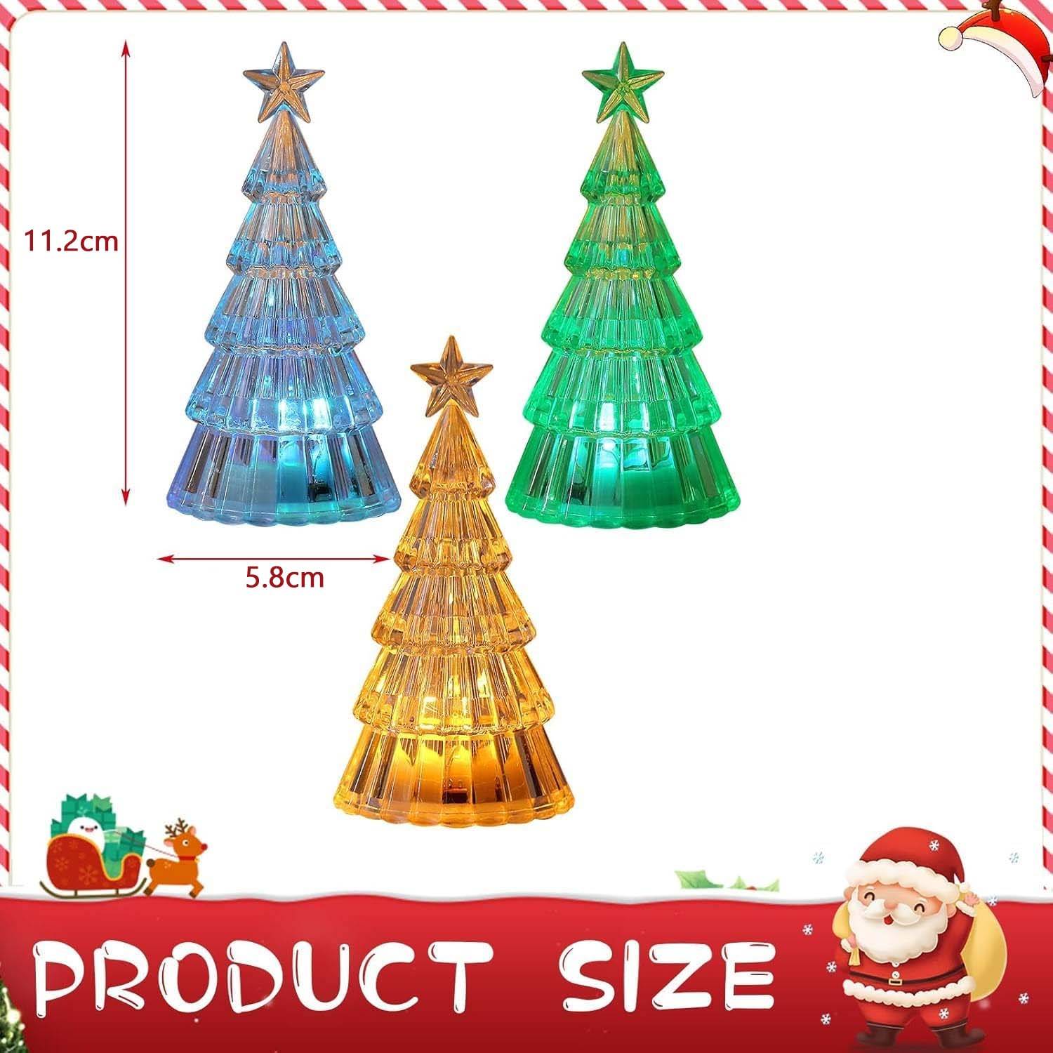 3pcs Sapin de Noël Cristal LED avec Lumières, Décoration Mini Arbre de Noël Électrique avec Bougies LED pour Table, Cadeau Enfant, Bureau, Maison - Image 2
