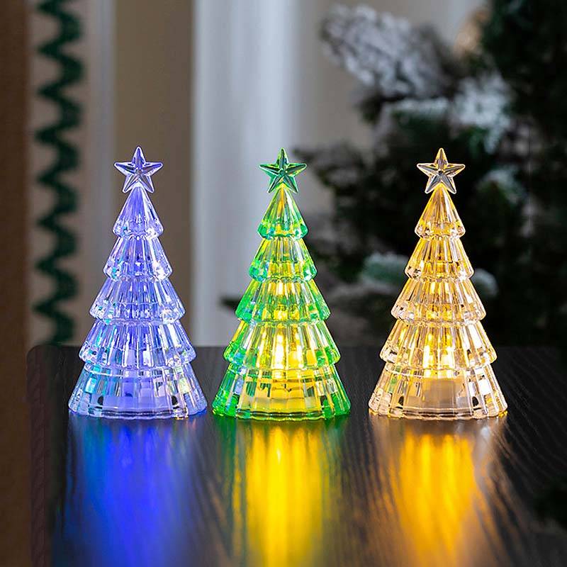 3pcs Sapin de Noël Cristal LED avec Lumières, Décoration Mini Arbre de Noël Électrique avec Bougies LED pour Table, Cadeau Enfant, Bureau, Maison - Image 1