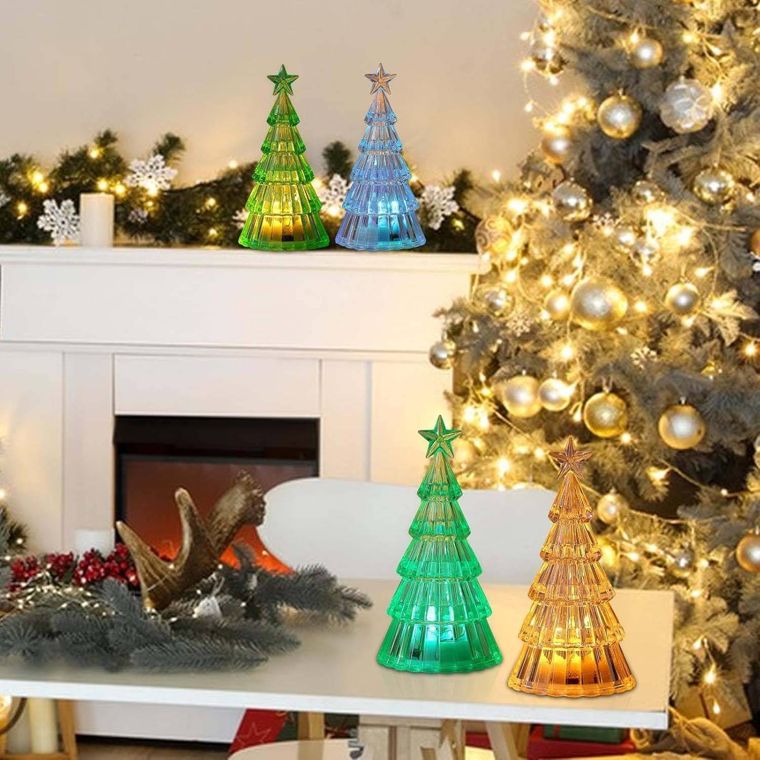 3pcs Sapin de Noël Cristal LED avec Lumières, Décoration Mini Arbre de Noël Électrique avec Bougies LED pour Table, Cadeau Enfant, Bureau, Maison - Image 5