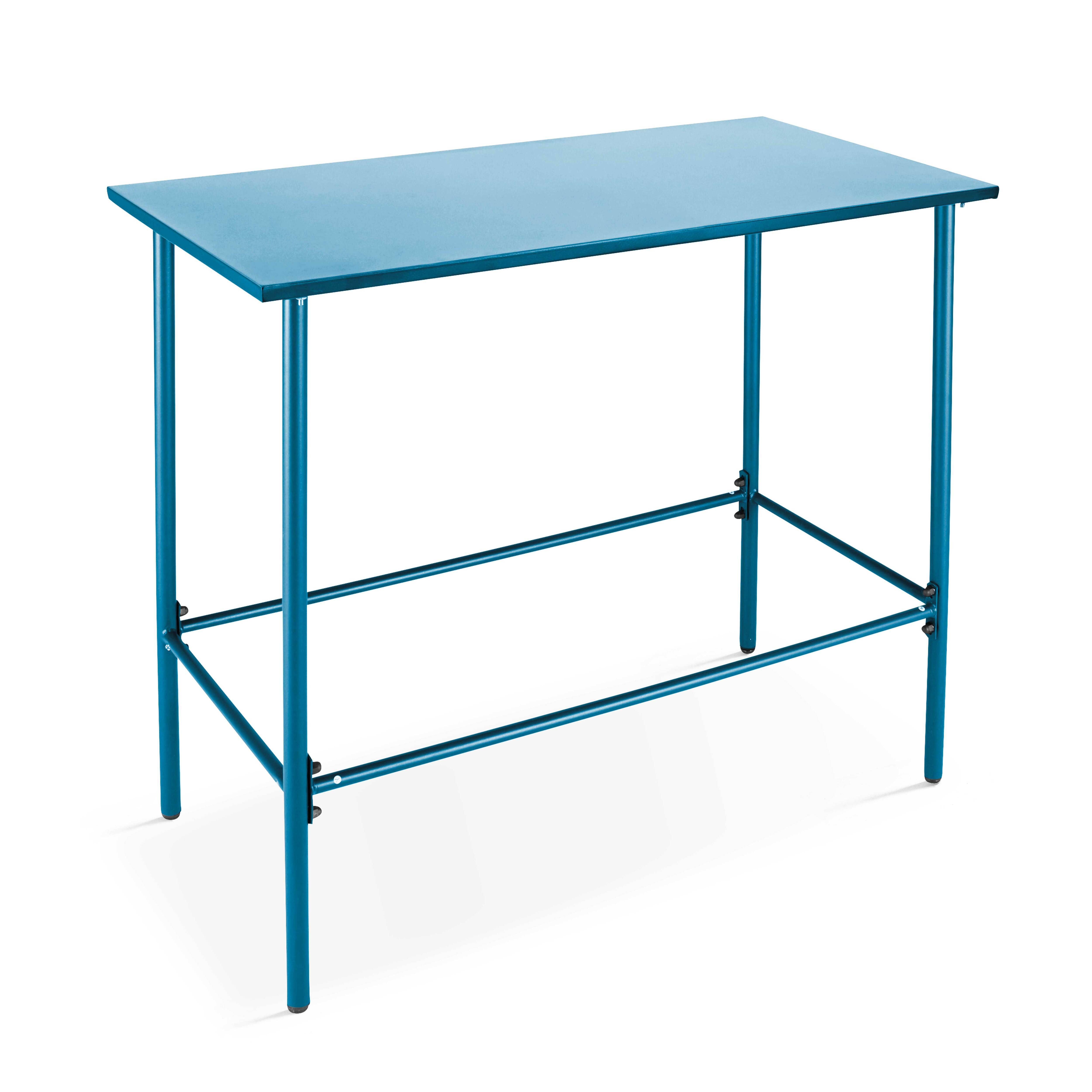 Oviala - Ensemble table haute de jardin et 6 chaises en métal bleu pacific Palavas - Oviala - Image 4
