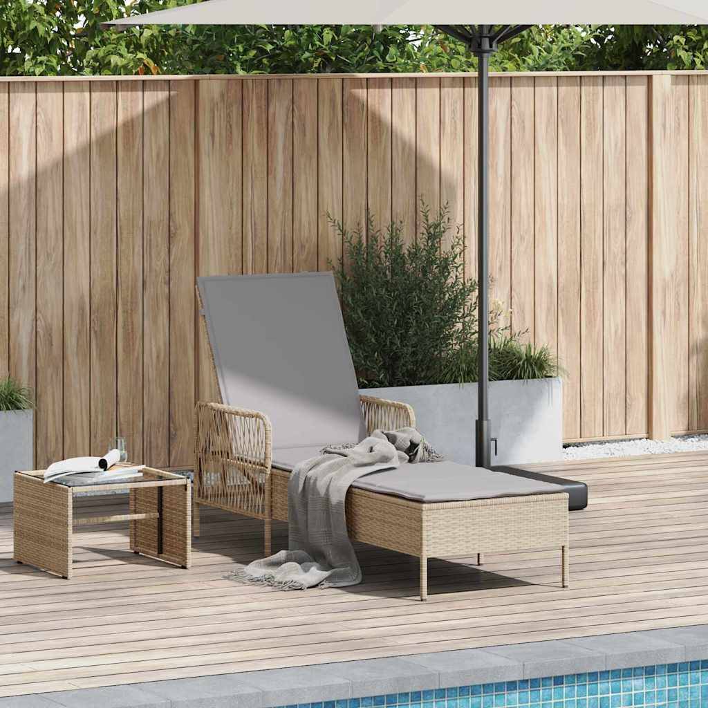 Transat | Bain de soleil | Chaise longue Beige et Gris clair 55 x 200 x 92 cm polyrotin - Image 2
