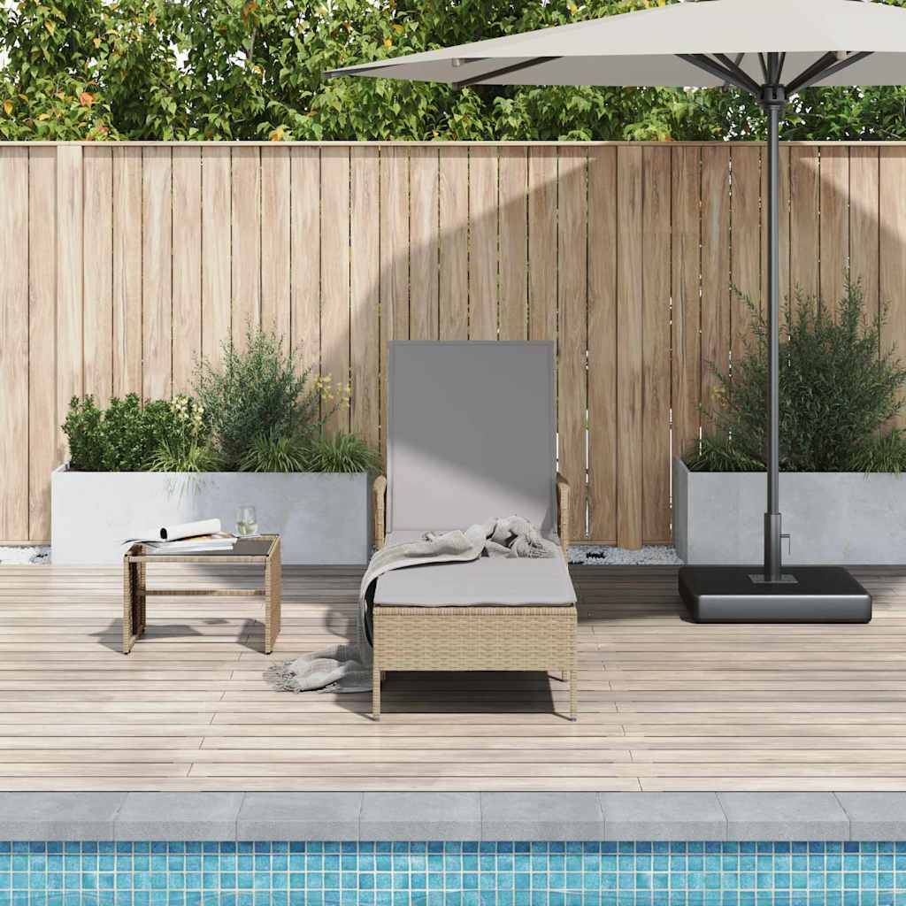 Transat | Bain de soleil | Chaise longue Beige et Gris clair 55 x 200 x 92 cm polyrotin - Image 3