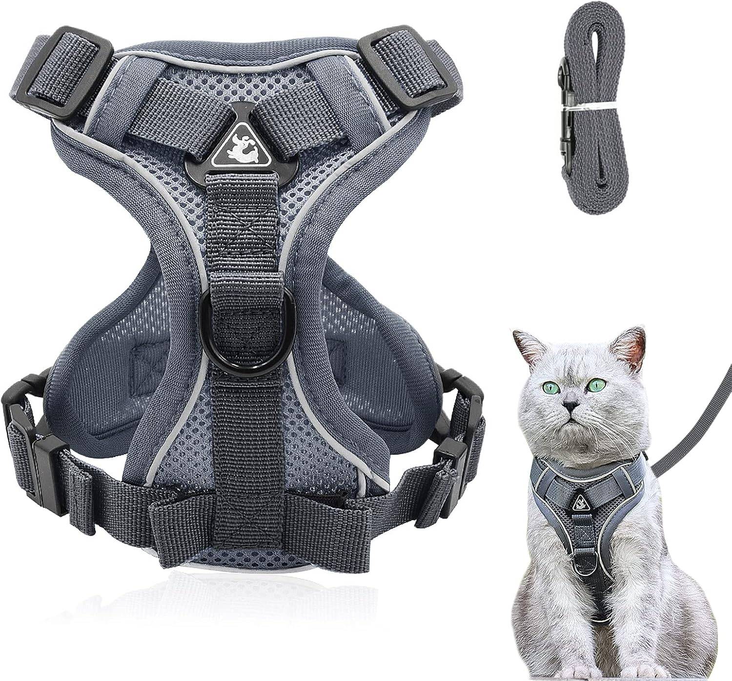Harnais réglable pour Chat - Anti-éclatement Gris - S