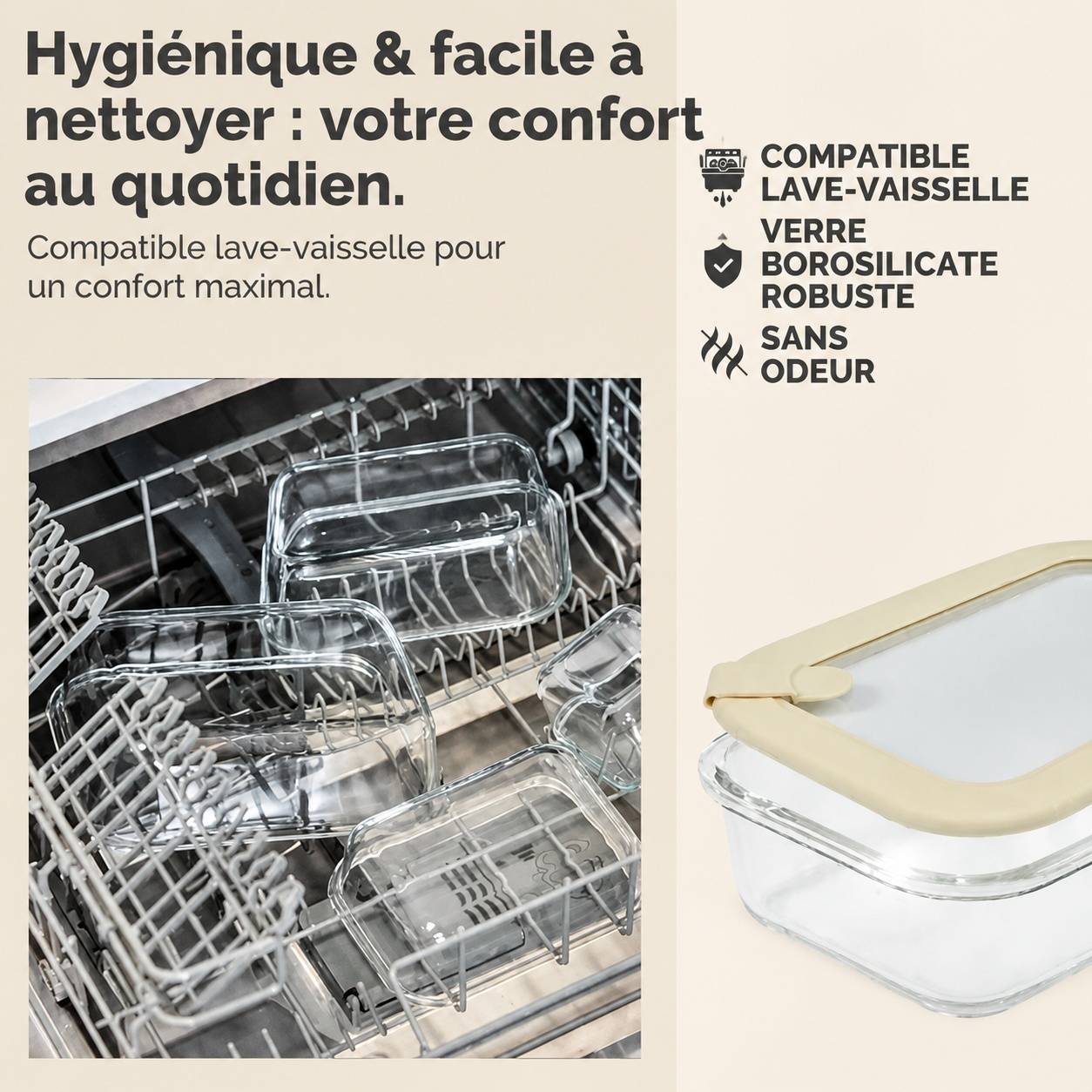 Boîte en Verre Borosilicate 4x1020ml Hermétique avec Couvercle - Image 7