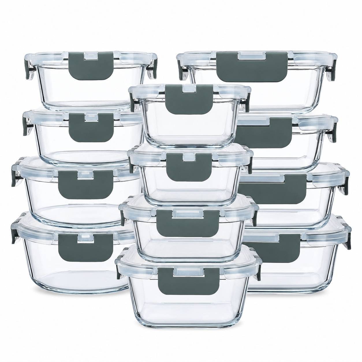 Set de 24 Contenants de Conservation en Verre Borosilicate avec Couvercles Hermetiques - Image 1